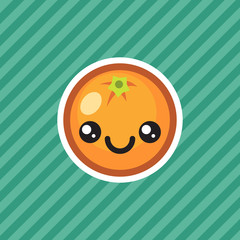 Cute kawaii smiling orange fruit cartoon icon