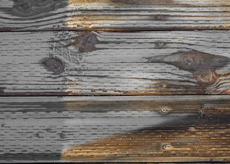 Frosty wooden floor with foot track- texture and background