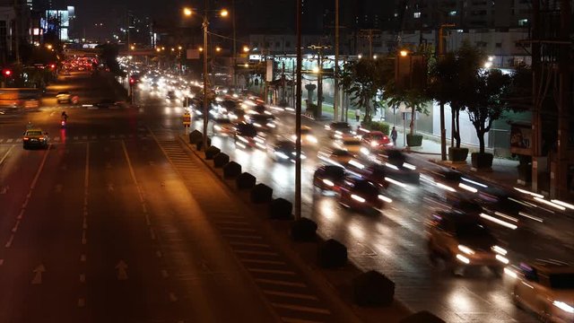 Bangkok,Thailand : February 9,2018 - 4K Time Lapse traffic jam at Rama IV road in Bangkok, Thailand 