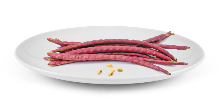 red beans in plate isolated on white background