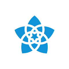 Flower of Love known as Venus Flower vector symbol. A five-petaled rose of Venus icon. © tatadonets