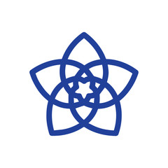Flower of Love known as Venus Flower vector symbol. A five-petaled rose of Venus icon.