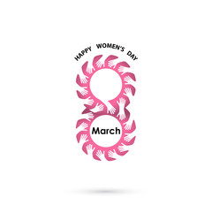 Fototapeta premium Creative 8 March logo vector design with international women's day icon.Women's day symbol. Minimalistic design for international women's day concept.Vector illustration