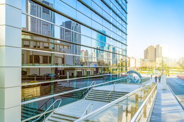 Fototapeta premium City Square and building landscape skyscraper in central Qingdao