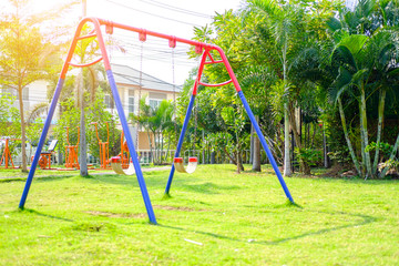 Empty swing in the playground