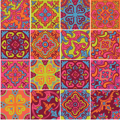 Ceramic tile with colorful patchwork in spanish style