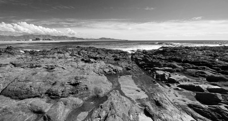 Cirrus clouds above Cerritos Beach - Baja California - Mexico BCS - black and white