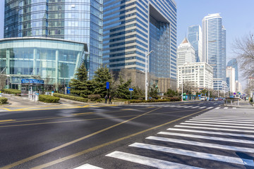 Architectural landscape and road in Qingdao City Center