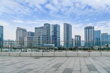 Qingdao city center square building landscape and urban skyline