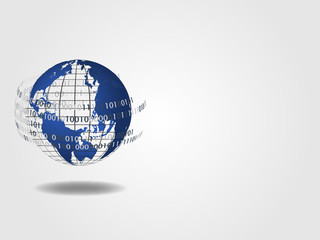 Technology Background. 3d sphere world map surrounding with digits represents technology concept and telecomunications. Concept of global connection. Vector illustration.