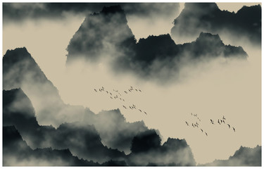 Chinese ink and water landscape painting © zhouyilu