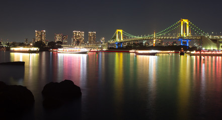 Fototapeta na wymiar Japan rainbow bridge from Odaiba