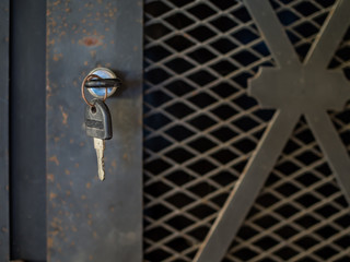 Steel grunge locker with key. Locker is designed in vintage style.