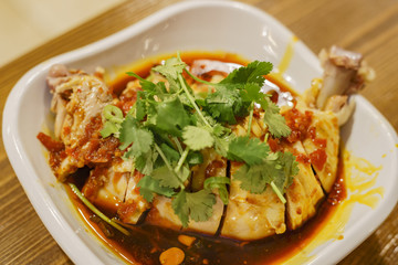 Close up shot of delicious spicy chicken