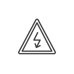 High voltage sign line icon, outline vector sign, linear style pictogram isolated on white. Danger electricity symbol, logo illustration. Editable stroke