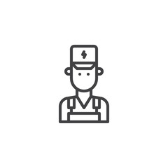 Electrician line icon, outline vector sign, linear style pictogram isolated on white. Symbol, logo illustration. Editable stroke