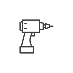 Cordless drill line icon, outline vector sign, linear style pictogram isolated on white. Electric screwdriver symbol, logo illustration. Editable stroke