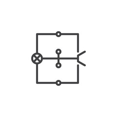 Wiring diagram line icon, outline vector sign, linear style pictogram isolated on white. Electric scheme symbol, logo illustration. Editable stroke
