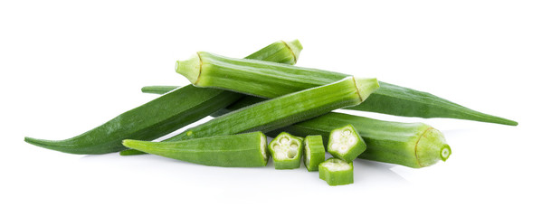 fresh okra isolated on white background