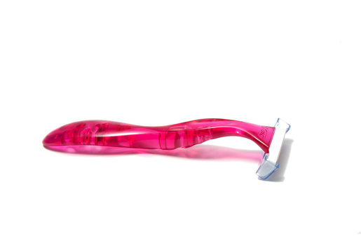 Pink Razor Isolated On The White