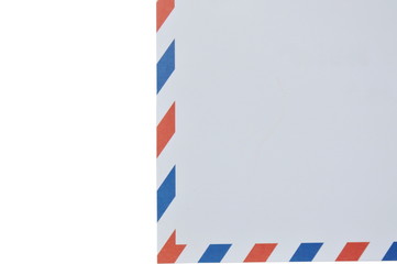 envelope with red and blue on border in white background