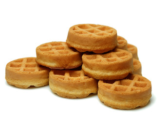 Set of circle mini waffels. Isolated on white background