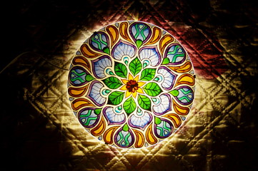 hand painted lamp in mandala geometric style