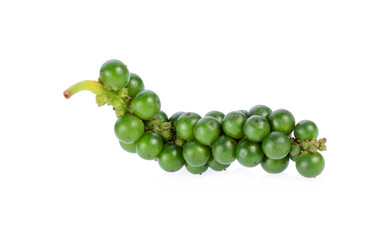 Thai Peppercorns. Green pepper grain isolated on a white background.
