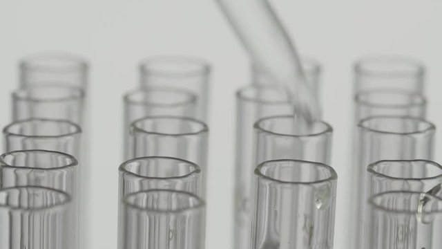 aboratory scientist working with a pipette analyzes and extract the DNA or molecules in the test tubes.on white background
