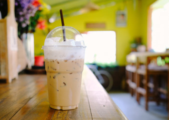 Iced  coffee cappuccino in takeaway cup