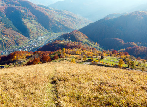 Autumn Carpathian mountain, Rakhiv, Ukraine