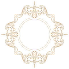 Golden vintage border frame engraving with retro ornament pattern in antique baroque style decorative design. Vector