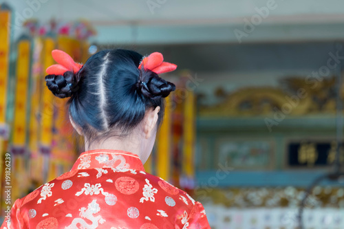 Happy Chinese New Year 2018 Cute Asian Girl In Chinese Dress