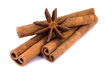 Cinnamon sticks isolated on white background