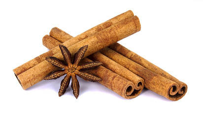 Cinnamon sticks isolated on white background