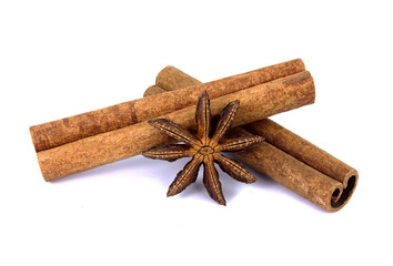 Cinnamon sticks isolated on white background