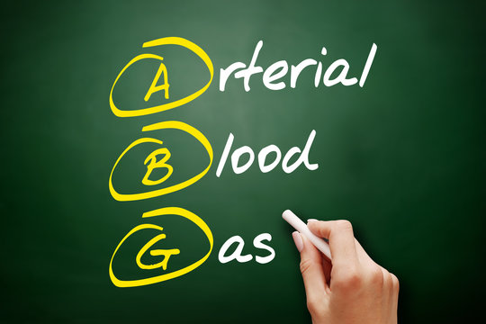 ABG - Arterial Blood Gas acronym, concept on blackboard