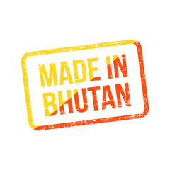 Made in Bhutan. Vector Flag Illustration design stamp label