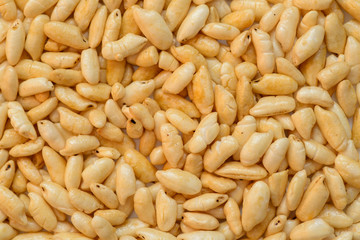 Puffed rice closeup - texture background.
