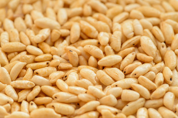 Puffed rice closeup - texture background.