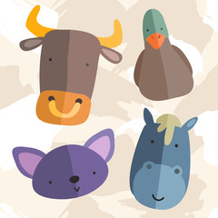 Set of Adorable Baby Animals : Vector Illustration