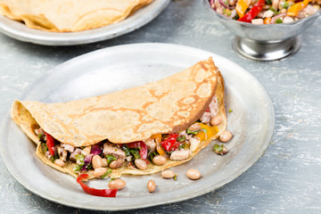 Buckwheat Pancake. Mexican Quesadilla.