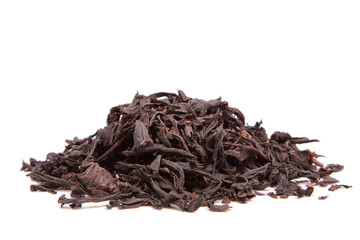 Black tea on white background