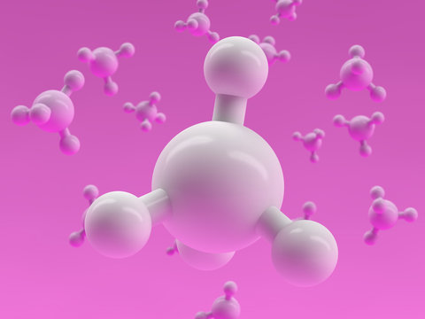 Methane Molecules Background. 3D rendering
