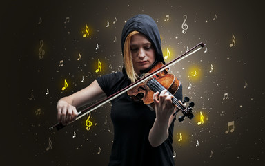 Falling notes with classical musician