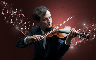 Lonely composer playing on violin