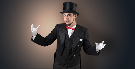 Magician holds something invisible