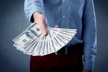 Businessman holding money