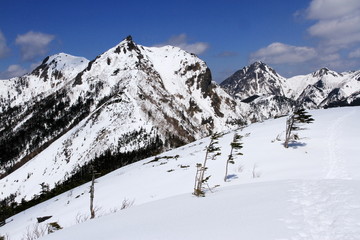 Fototapeta na wymiar Gongendake mountains in Southern Alps, Yamanashi, Nagano, Japan