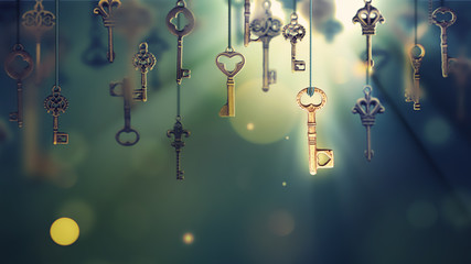 Fototapeta na wymiar onceptual image with hanging keys